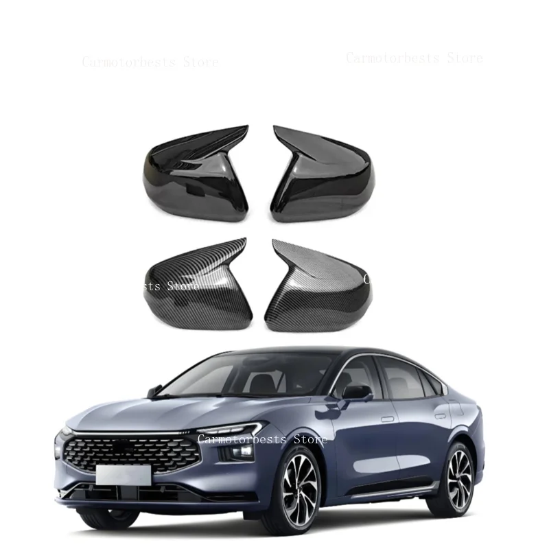 Car  Rearview Side Mirror Cover Fit For  Ford Mondeo/Fusion Evos 2022 2023 2024 2025   Wing Cap Rear View Case Trim Carbon Fiber