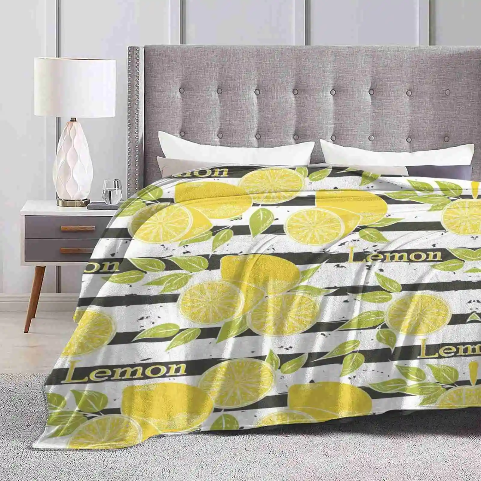 Lemons Latest Super Soft Warm Light Thin Blanket Food Fruit Healthy Seamless Pattern Background Kitchen Piece Plant Seed Snack