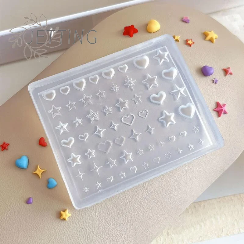 Creatividad caliente 3D corazón estrella pentagrama molde de uñas de silicona DIY decoración de uñas plantilla de manicura transparente para encanto de uñas