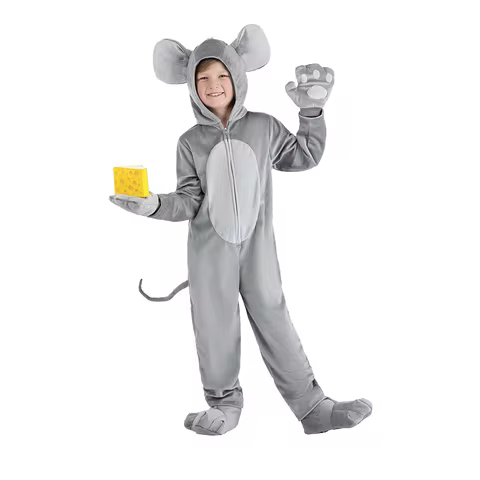 Kids Animal Mouse Cosplay Jumpsuit Costume Boys Girls Funny Outfit Halloween Carnival Holiday Party Stage Performance Disguise