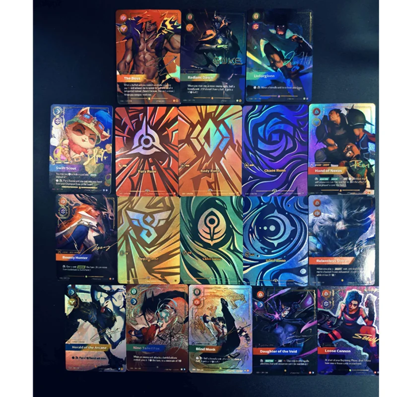 Cartas de Coleção DIY League of Legends Versão em Inglês Série OGN Rune: Rune da Fúria, Rune da Ordem, Rune do Caos, Rune da Mente, Rune da Calma