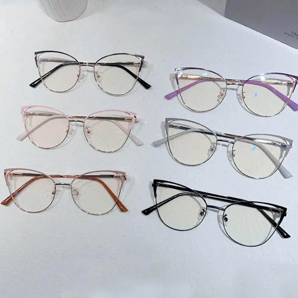 2024 New Anti-blue Light Glasses Men Women Fashion Cat Eye Computer Eyewear Frame Retro Myopia Half Triangle Frame Eyeglasses