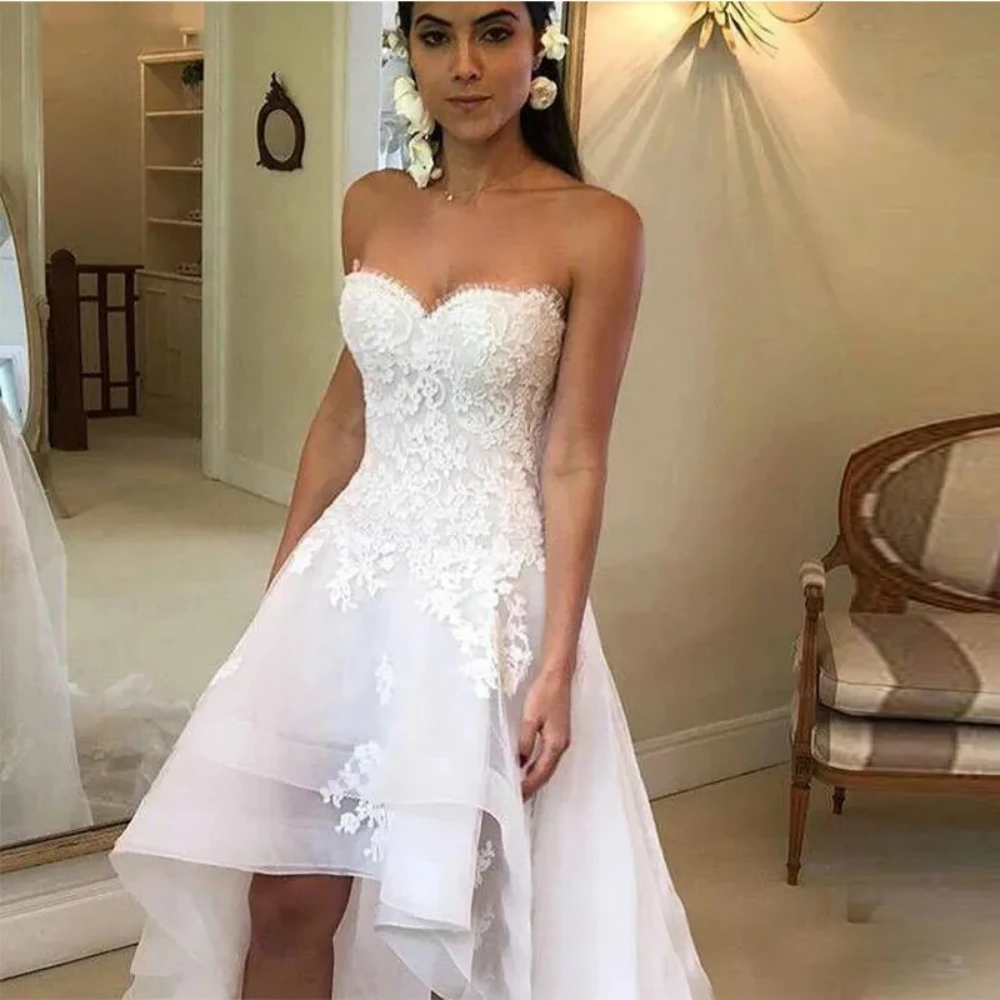 Vestido de novia de línea a con apliques de encaje, traje de novia personalizado, escote Corazón, 2024