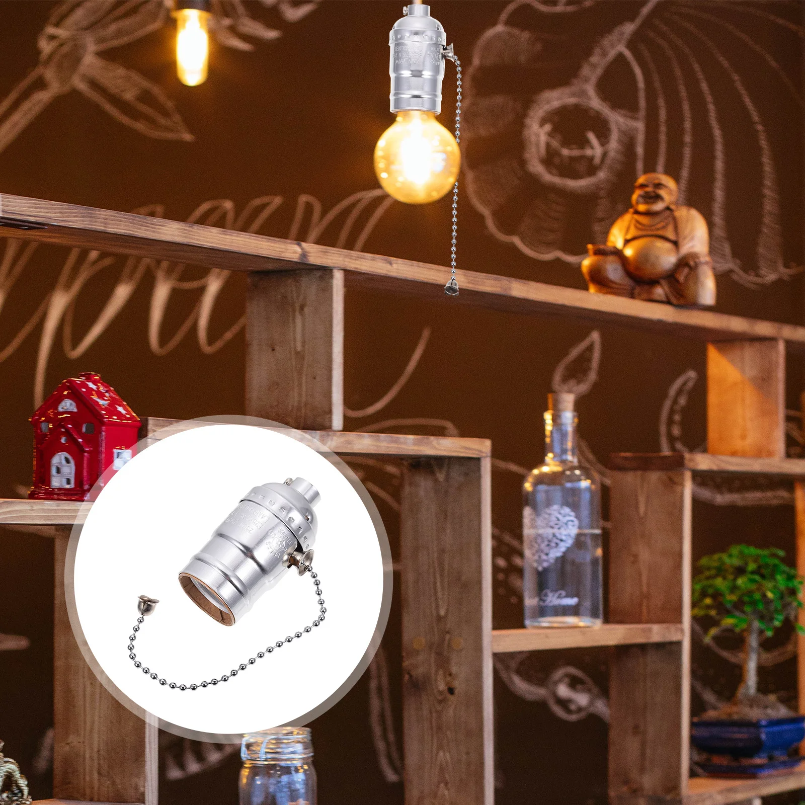 

Vintage E27 Lamp Holder Aluminum Retro Light Socket Easy Installation for Home Dining Restaurant Pendant Light Holder Bulb