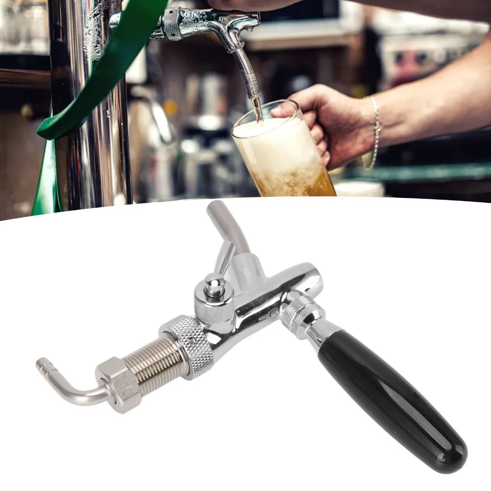 9 piece Stainless Steel Beer Tap Faucet G5/8 Thread Chrome Plating Beer Flow Control Adjustable Flow Draft Beer Dispenser Bar