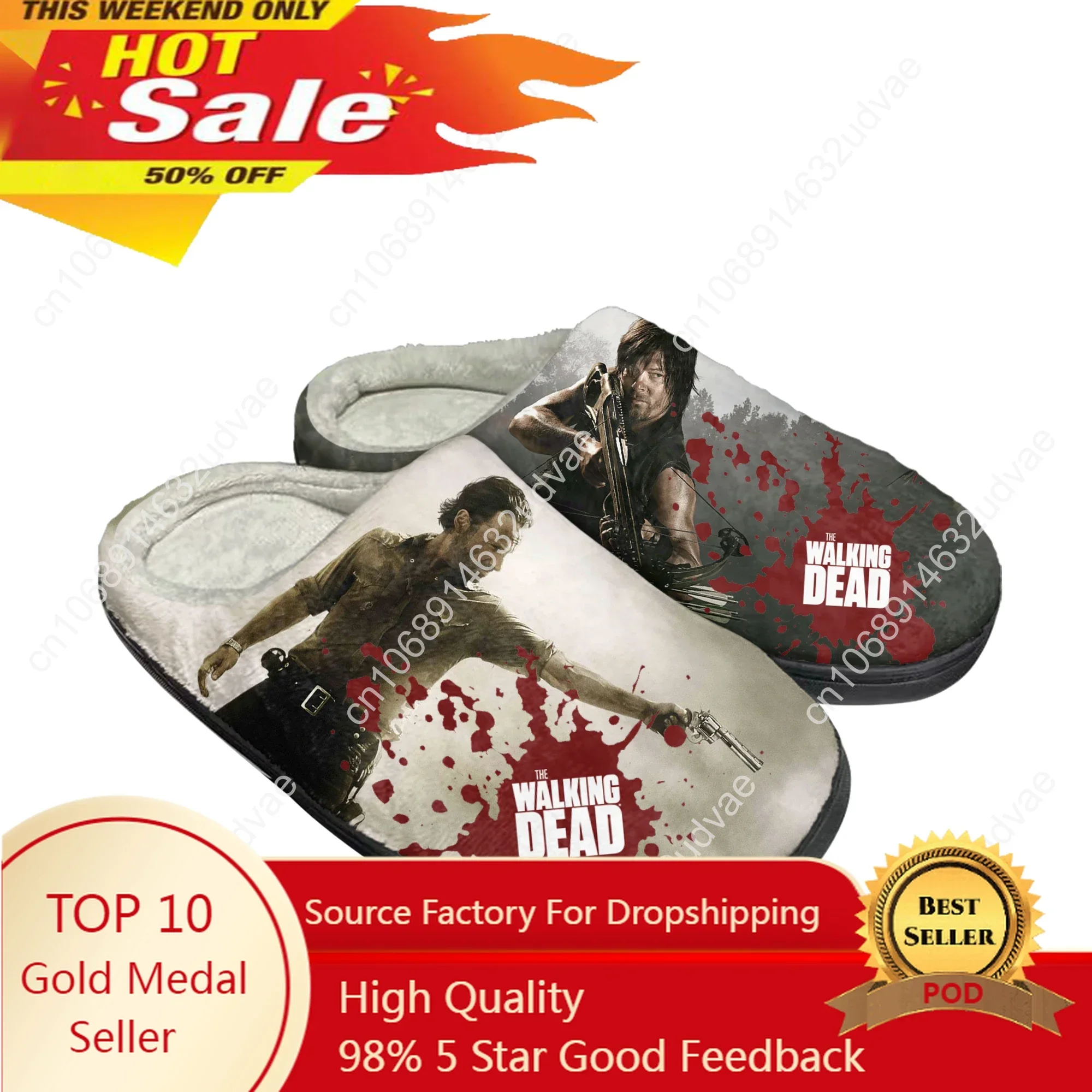 Zapatillas de algodón de The Walking Dead para hombre y mujer, zapatos térmicos de felpa para dormitorio, informales, mantienen el calor, personalizados