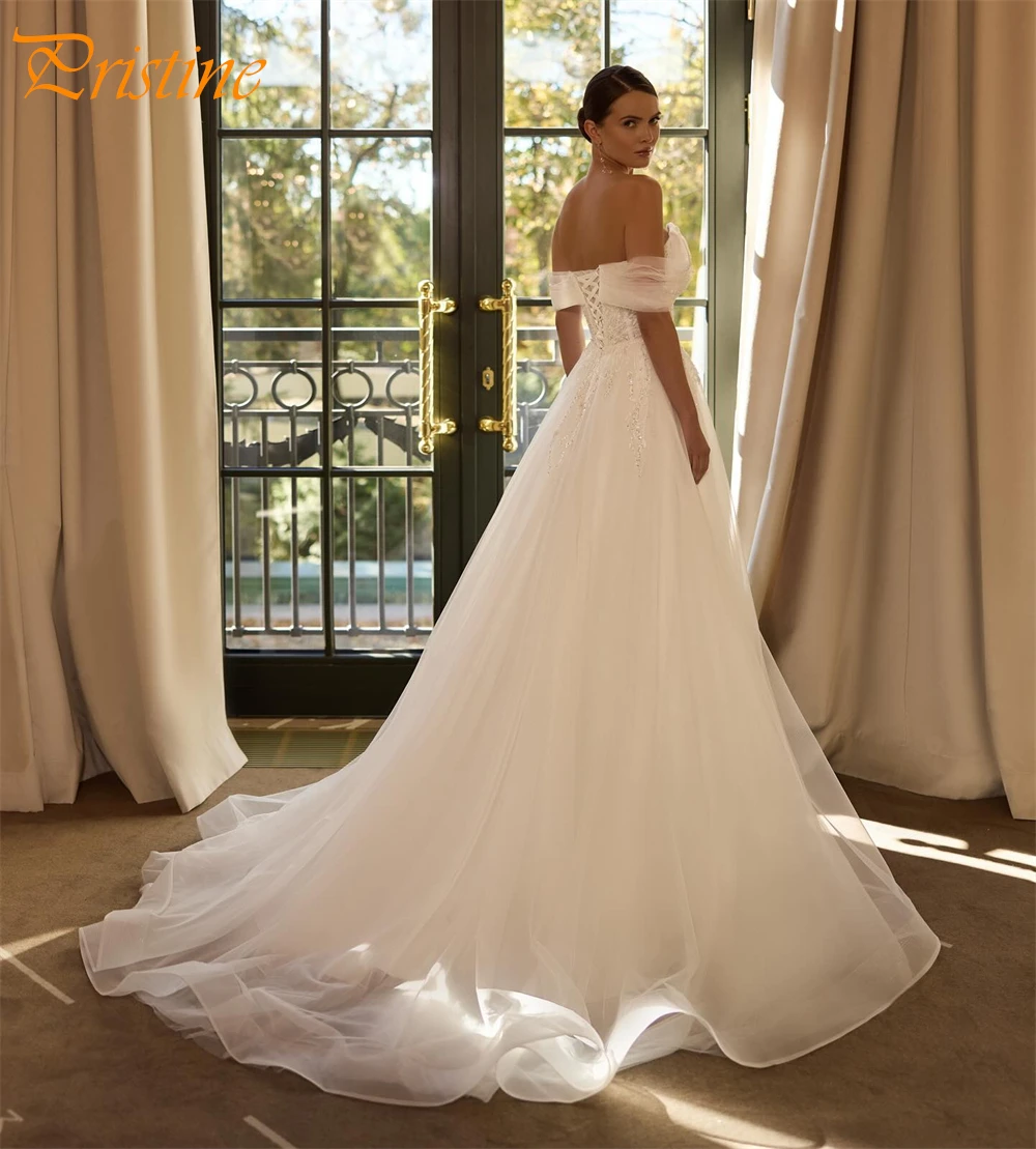 Vestido de novia de Organza blanco bohemio personalizado, vestidos de novia sexis con escote en forma de corazón y hombros descubiertos, bata de novia suave con corte en A