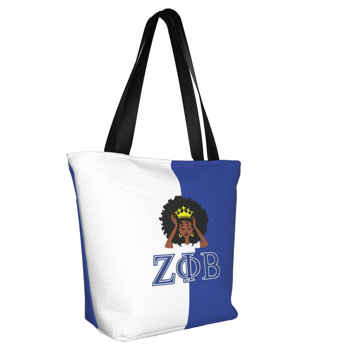 Fashion Zeta Phi Beta Sorority Shopping Tote Bag Reusable ZOB Greek Letter 1920 Grocery Canvas Shopper Shoulder Bag