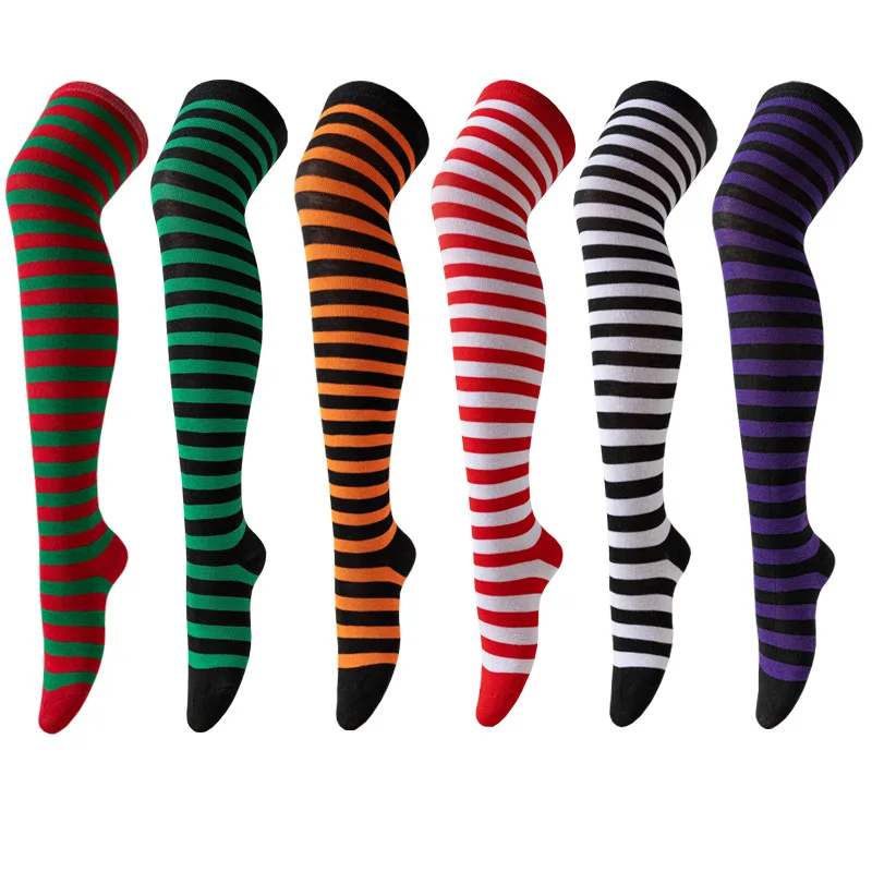 Sock Leisure Ankle Crew Fuzzy Striped Lady thigh-high Halloween Christmas Carnival Party Performance Dance knee 8W124