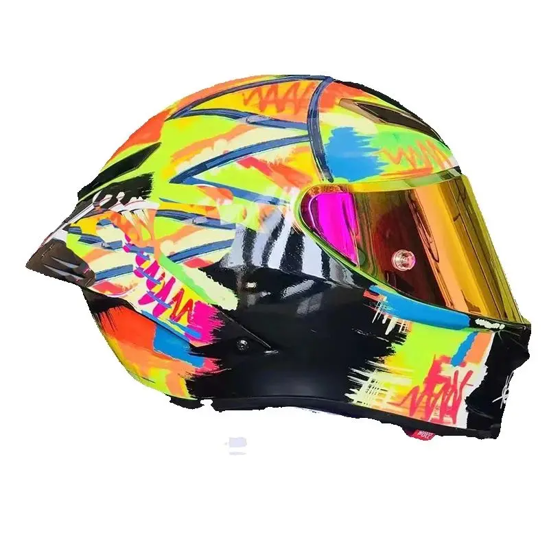 Casco de escritura a mano con grafiti aprobado por ECE, casco de alerón grande para motocicleta de Motocross, casco de motocicleta de cara completa