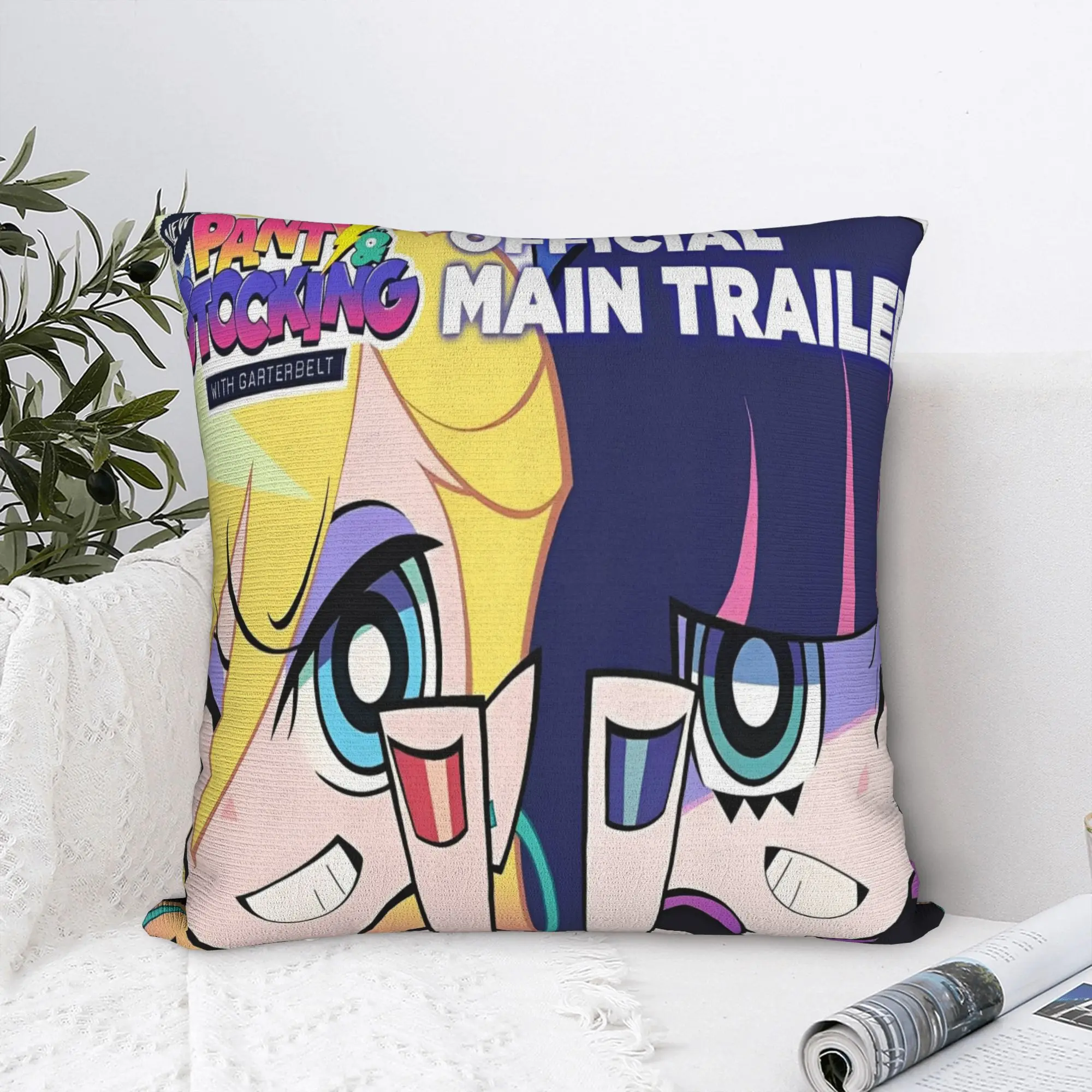 Panty Stocking with Garterbelt Square Pillow Cases Angles Anime Cushion Covers Customized Decorative Pillowcase for Home 40x40cm
