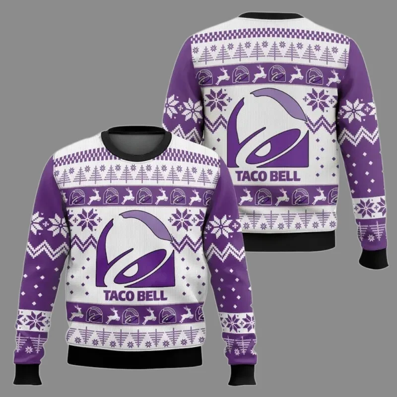 تاكو بيل سترة قبيحة مضحك عطلة حفلة البلوز الدافئة دافئ حجم كبير عيد الميلاد البلوز للرجال النساء أفكار هدية الكريسماس الأرجواني #5