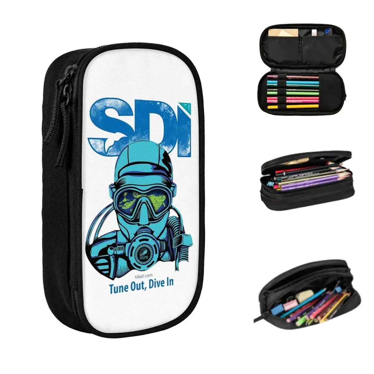 Dive Scuba - Helmet Basic Pencil Cases Torby na długopisy o dużej pojemności Piórnik dla chłopców Dziewczynki Studenci Artykuły papiernicze