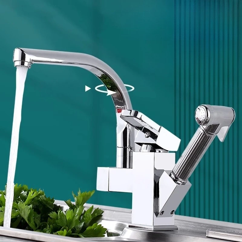 

Выдвижной смеситель для горячей и холодной воды, выдвижной и вращающийся, бытовая раковина, раковина для овощей, раковина, верхний смеситель для кухонного робота