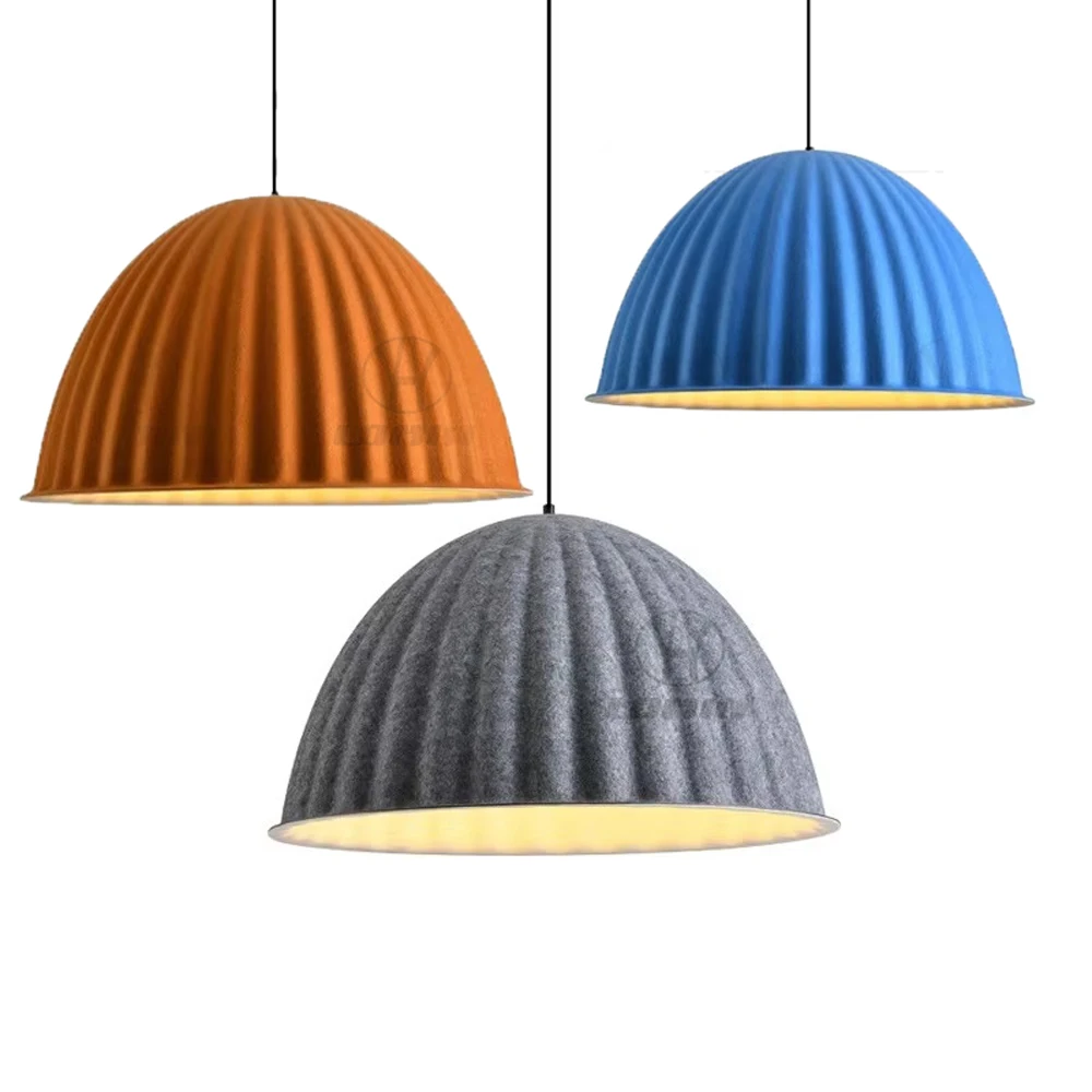 Modern Semi-Circle Felt Pendant Light Handmade Hanging Lamp for Living Room Dining Room Cafe Eco-Friendly and Noise-Absorbing