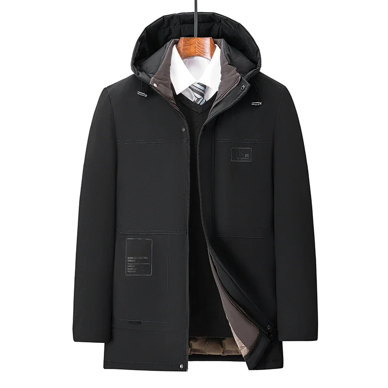 

Business Hooded Coat Casual Outwear Long Parkas Men New Autumn Winter Warm Waterproof Parkas Jacket Coat Winter Parkas Mens