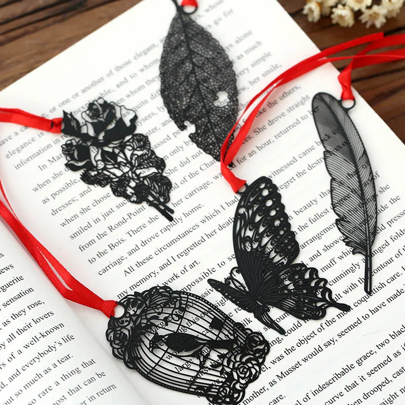 Diy Retro Metal Bookmarks Black Bird Butterfly Mosaic Child Student Gift Stationery Delicate Elegant Office Supplies