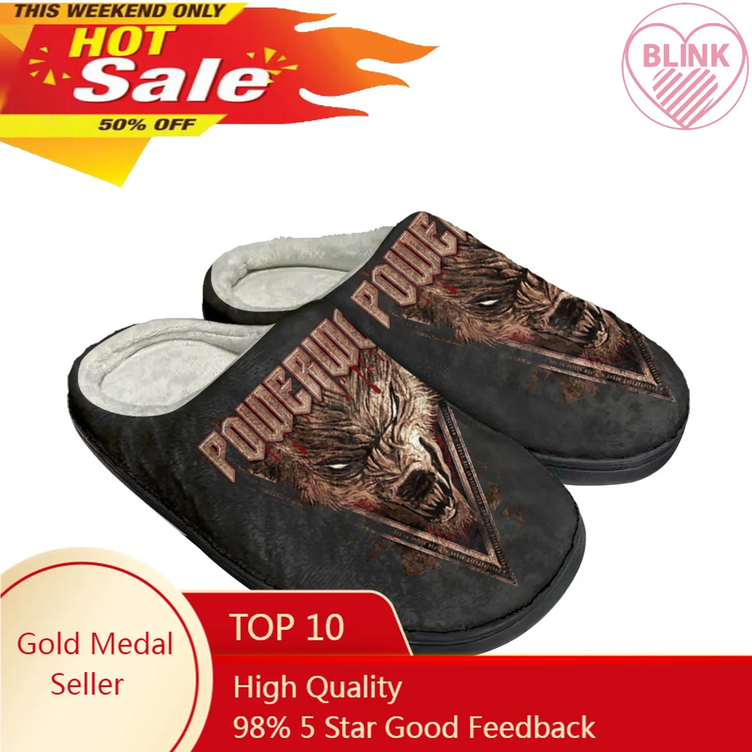 

Power Metal Powerwolf Rock Band Home Cotton Custom Slippers Mens Womens Sandals Plush Bedroom Keep Warm Shoe Thermal Slipper