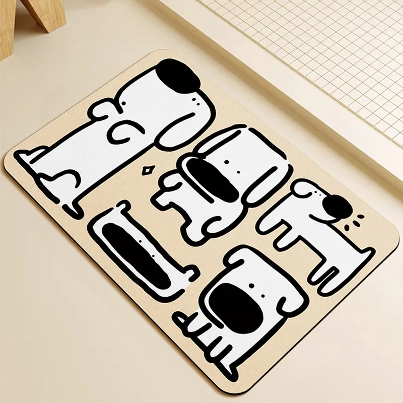 Cartoon Cute Puppy Diatom Mud Floor Mat Bathroom Absorbent and Easy-drying Floor Mat Bathroom Non-slip Mat Dropshipping POD