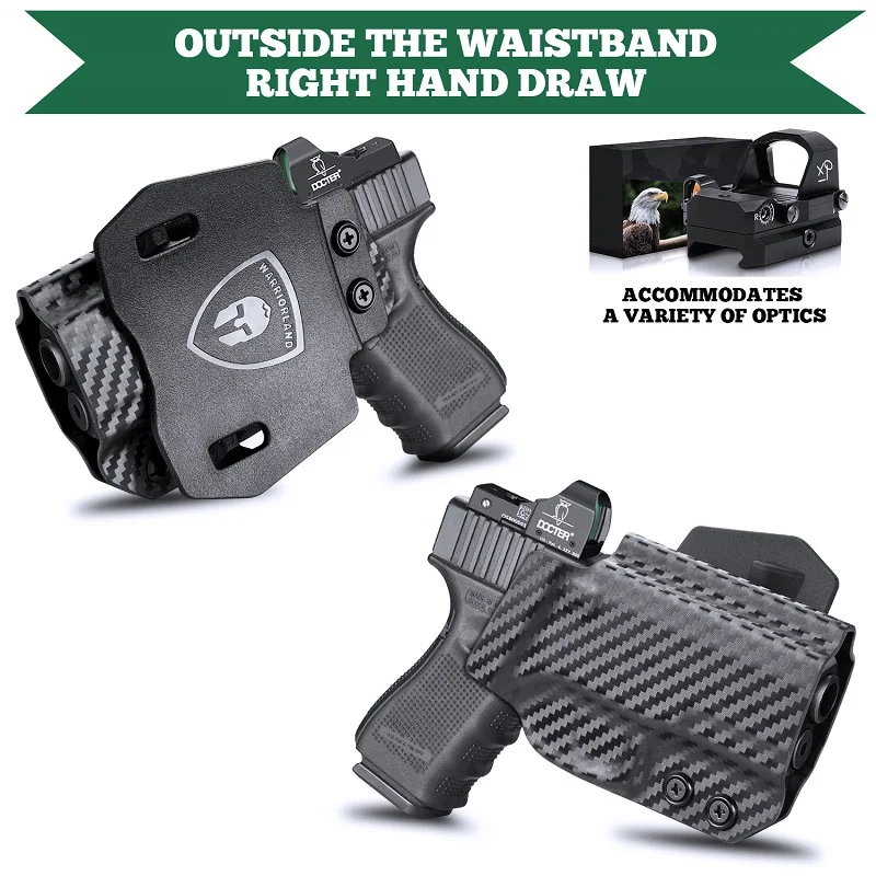 OWB Carbon Fiber Holster Fits Glock 17 /19 /19X /26 /43 / 43X / Sig P320 / Sig P365 365XL / Pistol With Red Dot Righ Gun Holders