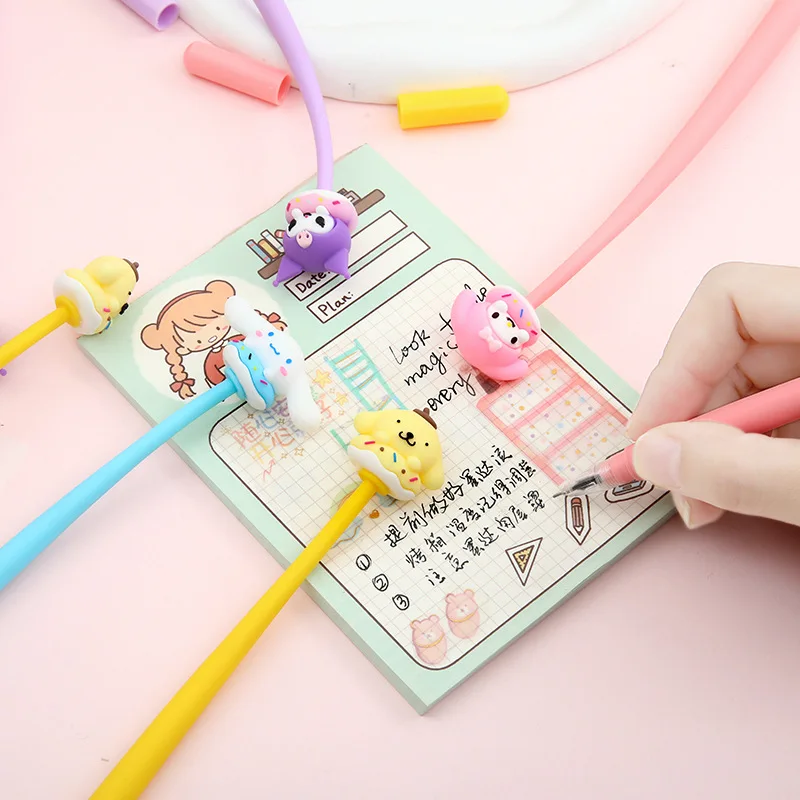 24/48 قطعة سانريو 0.5 مللي متر شاكر القلم كورومي ميلودي سينامورول سيليكون الضغط لينة لاصق هلام أقلام القرطاسية المورد