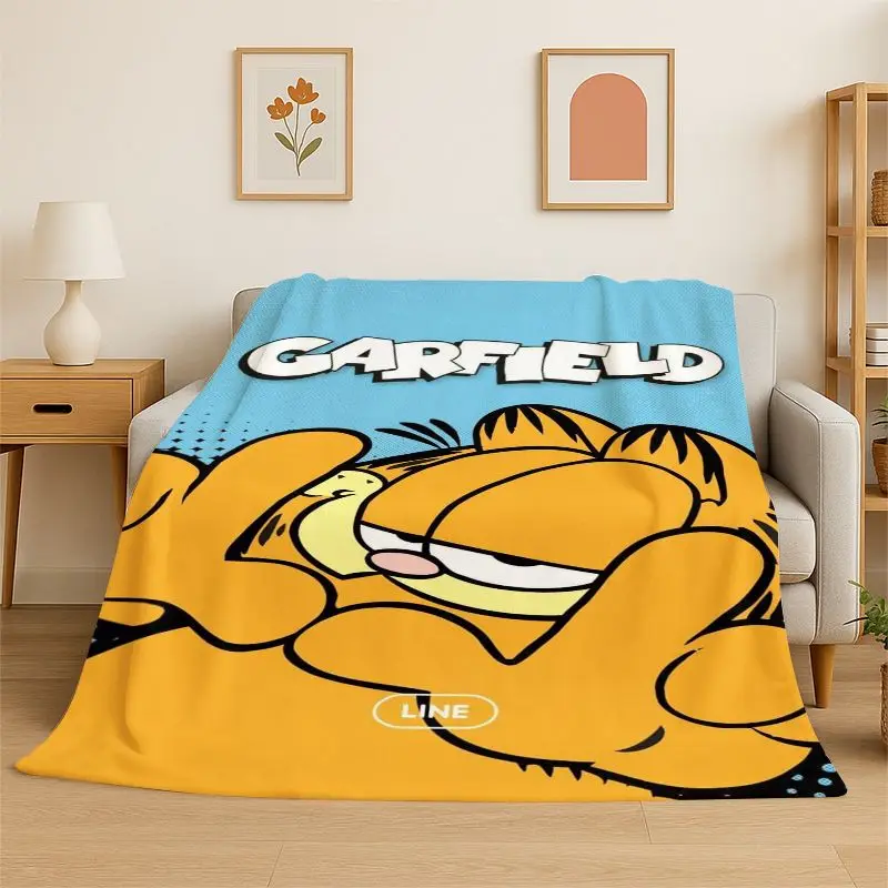 Cartoon Funny G-Garfield Cat Flannel Blanket Soft Warm Throw Blanket for Bedroom Living Room Bed Travel office Picnic Fest Gift