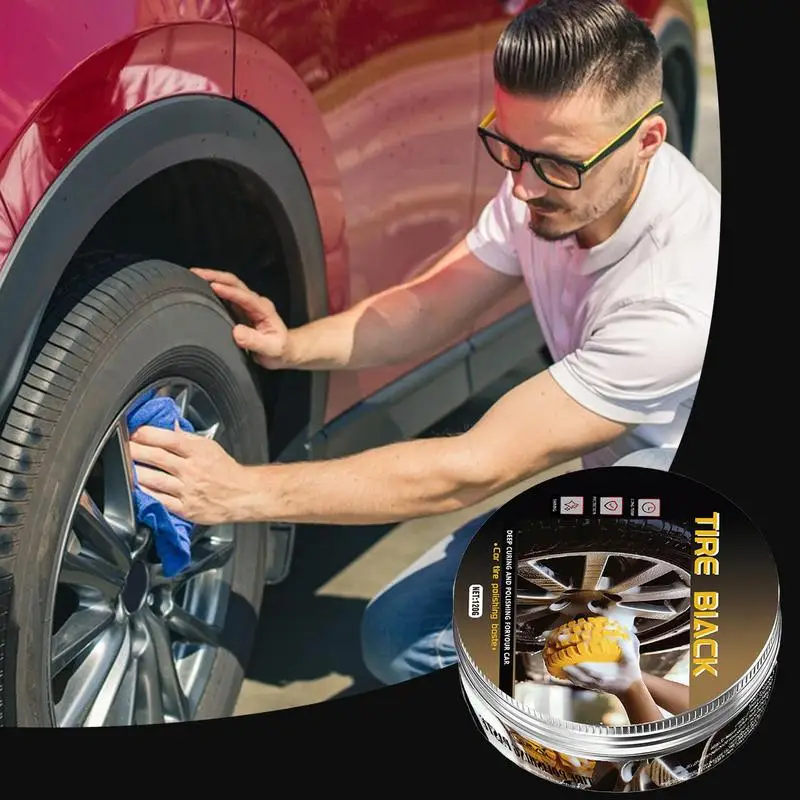 Brillant de roue pour pneus de voiture, nettoyant pour revêtement de pneus, cire de polissage durable, revêtement de protection à haute brillance, pâte de rénovation 120g pour voiture