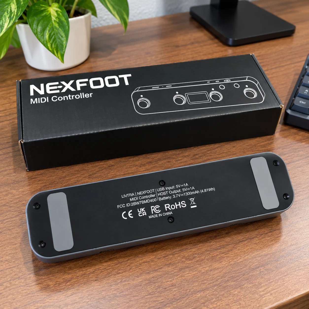 [Inc.Tax]NEXFOOT Dual Mode MIDI Foot Controller 4 Rotary Push Encoders Bluetooth MIDI USB-A Host TRS MIDI Out Expression Input