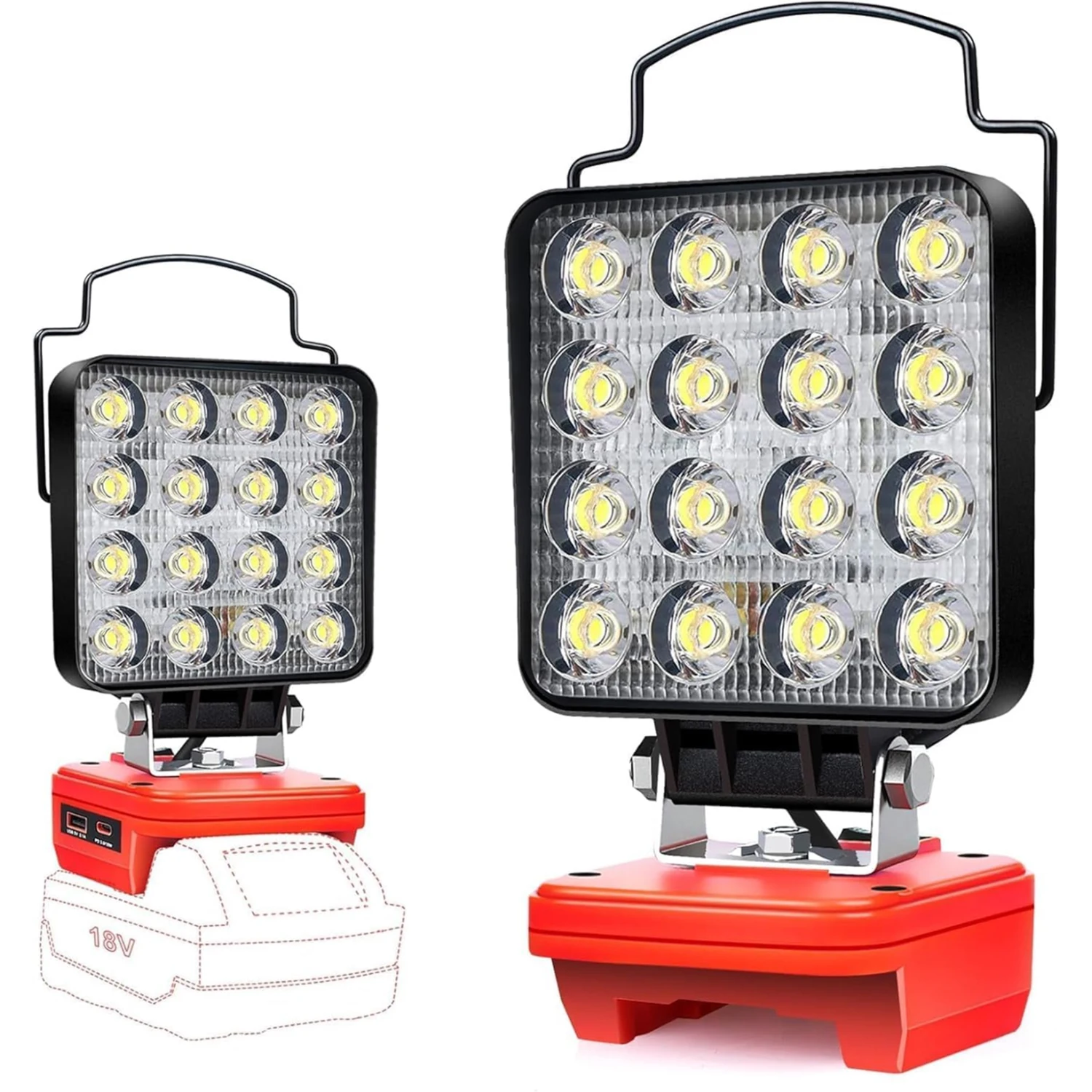 Portable LED Work Light Compatible with Milwaukee 18V Battery, 48W 4200LM Cordless Flood Lights with USB & Type-C 48-11-1815