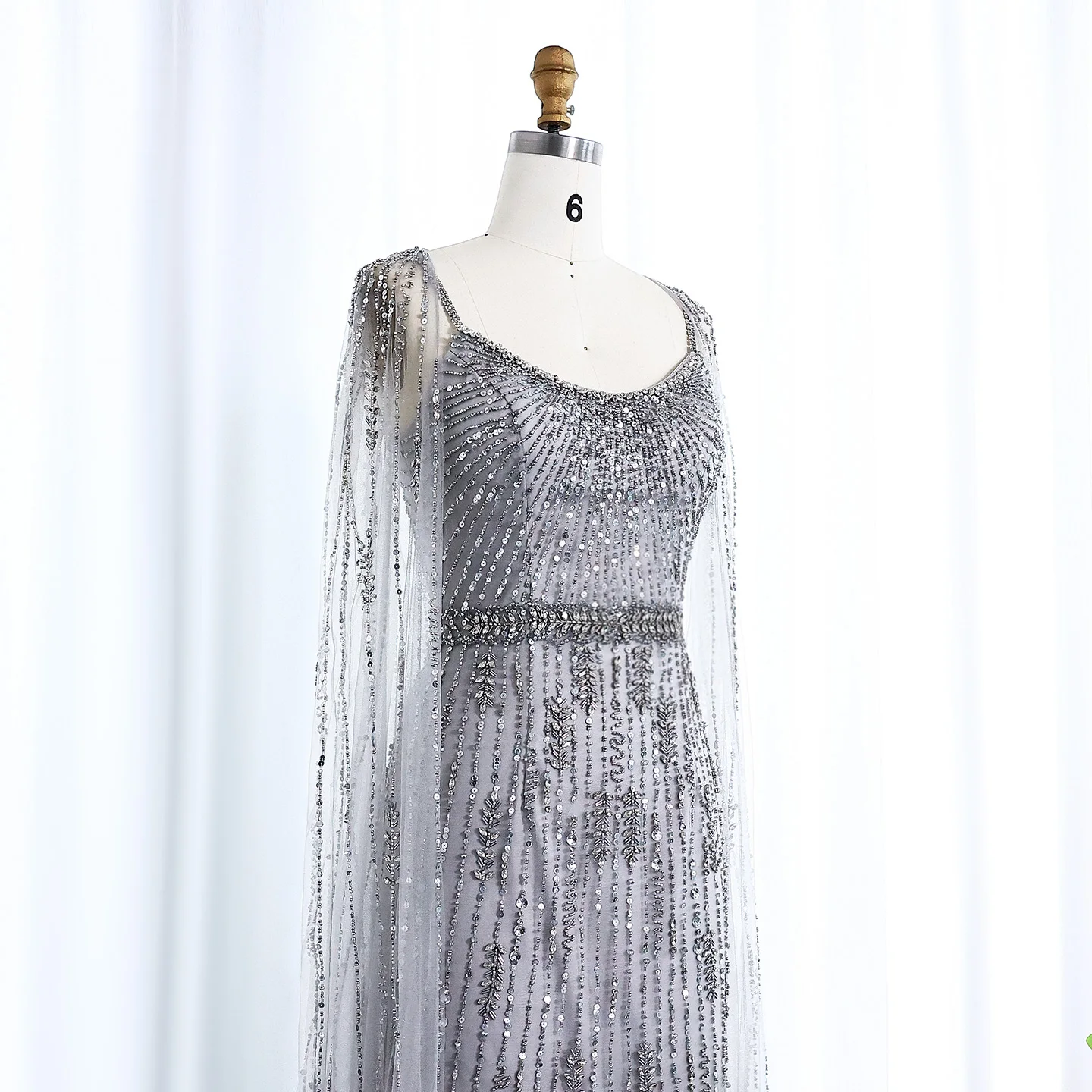 Sharon Said Luxus Champagner Meerjungfrau Abendkleid mit Cape Elegant Arabisch Schwarz Lange Frauen Formale Party Kleider SS590 Maßgeschneidert