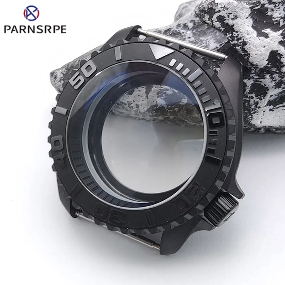 

42MM Watch PVD Black NH35 Case with Handle Case For NH35 NH36 Movement 28.5mm Dial Transparent Back Waterproof Case