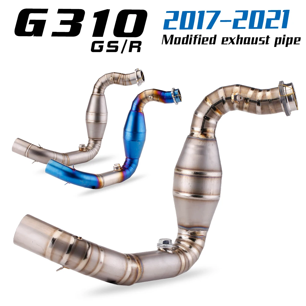 Hochwertiger Motorrad-Auspuff Slip-On Motorcross Frontrohr Edelstahl-Auspuffanlage Komplettes System Verbindungsrohr für G310 G310R