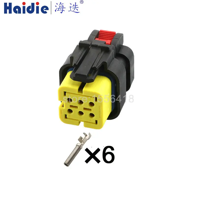 

1-20 sets 6 Pin 1.6 Series Yellow Auto Waterproof Socket Electric Wire Sealed Connector With Terminal 776433-3