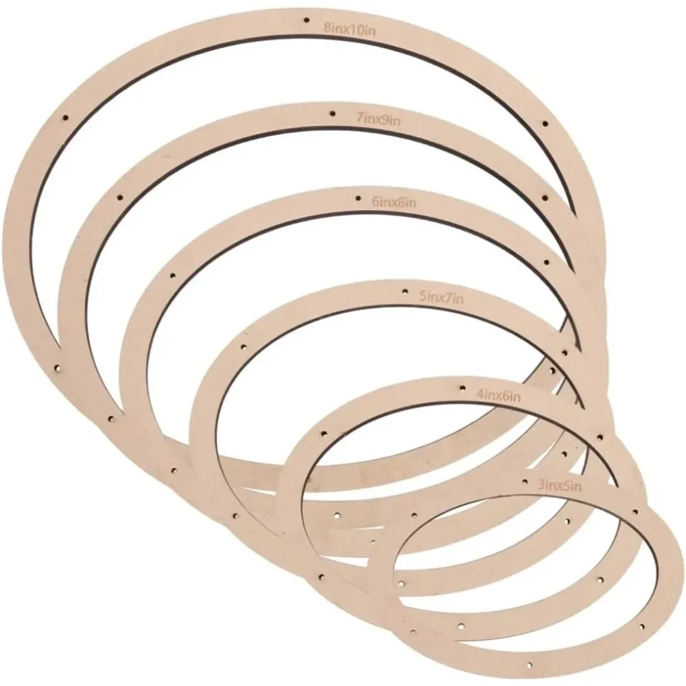 

6 Pcs Stained Glass Oval Layout Frame 6 Size Handcrafted Colored Glass Frame Creative Art Glass Fixed Frame Oval Shaped Staine