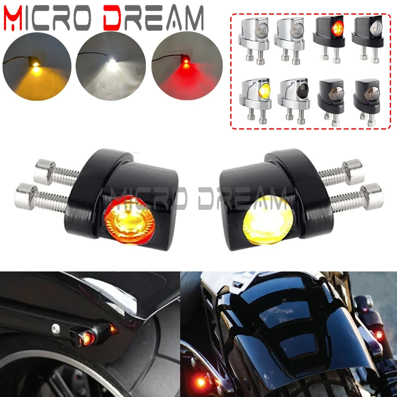 For Harley Sportster Dyna Softail Low Rider Bob XL 2-in-1 Mini Fender Strut LED Turn Signal Lights Tail Brake Blinker Flasher