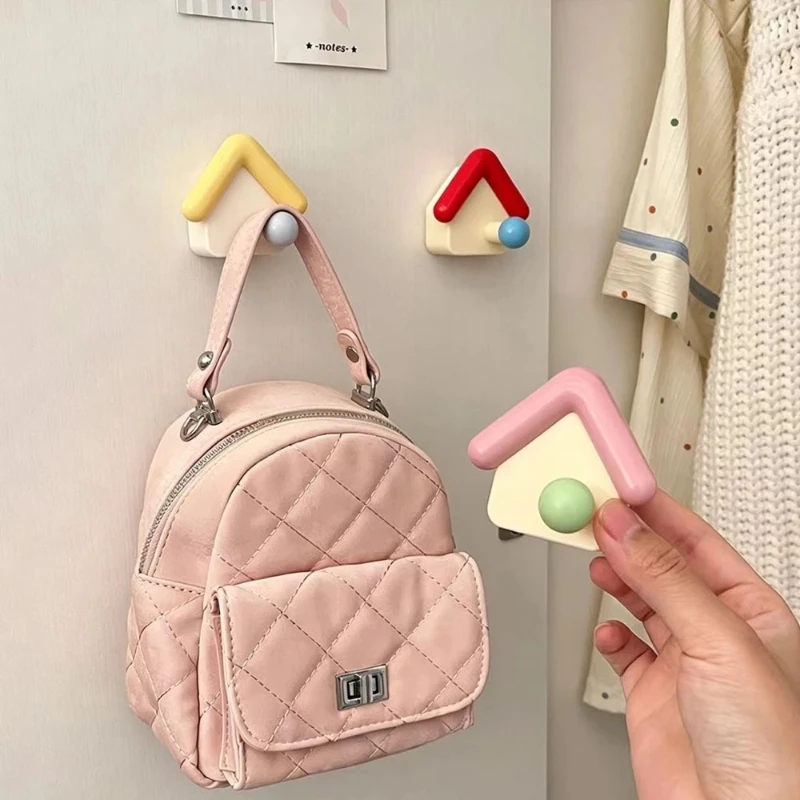 Small house-shaped hook sundries storage hook behind the door hat rack decorative hook hole-free design Clothes key bag hook