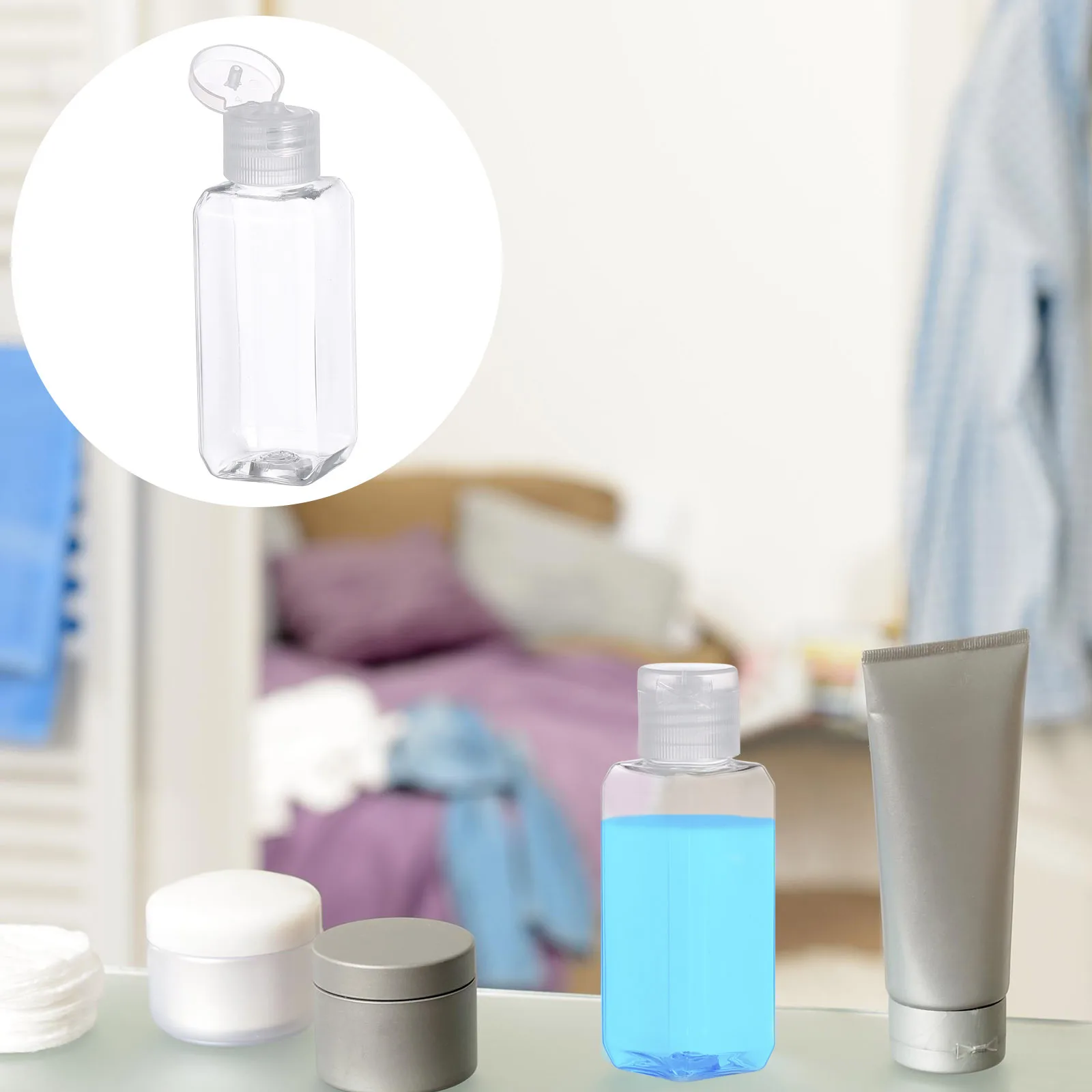 Bottiglie riutilizzabili vuote da 20 pezzi Contenitore in plastica trasparente da 50 ml per cosmetici da toilette da viaggio Portatile a prova di perdite riutilizzabile