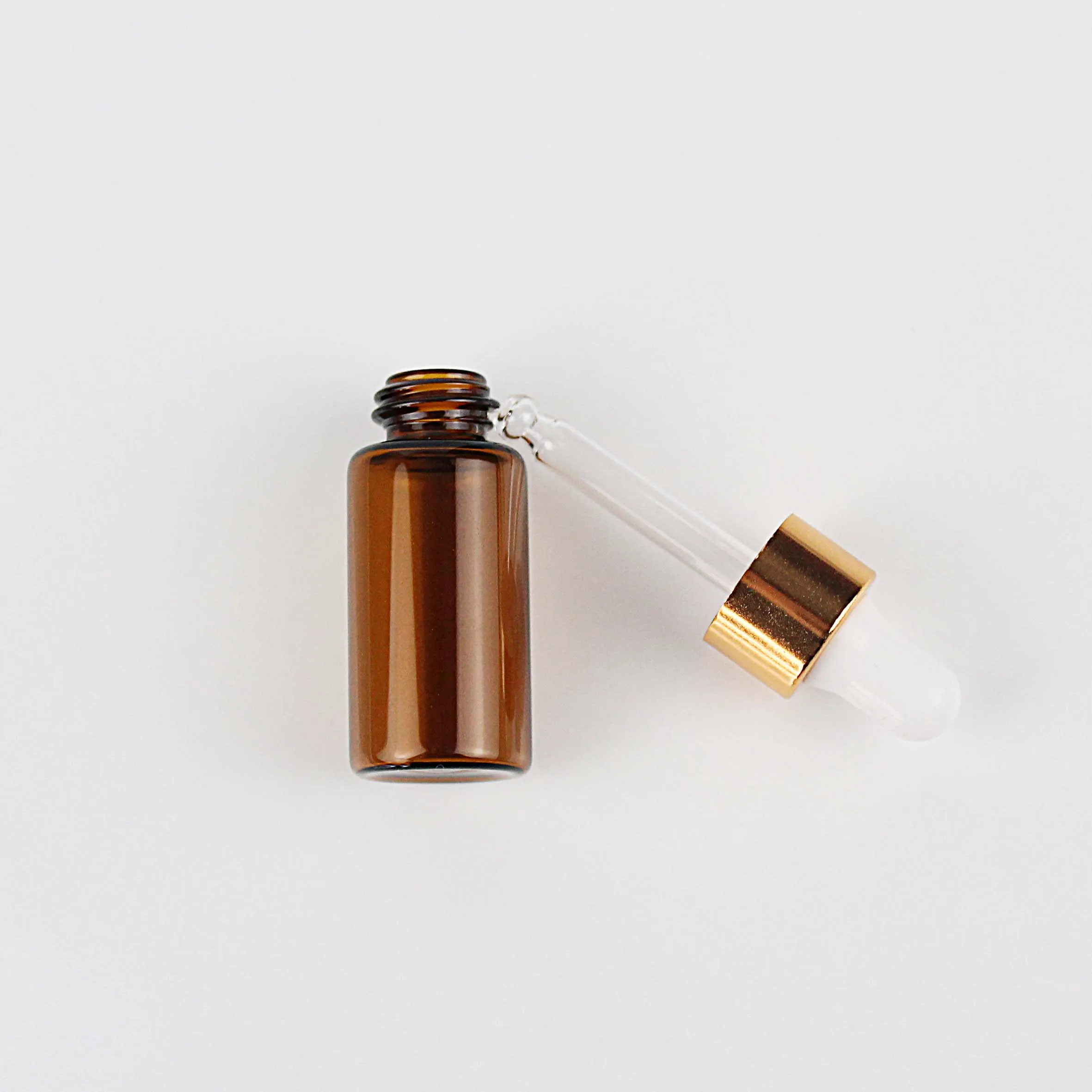 5/10 stücke 1ml 2ml 3ml 5ml Bernstein Glas Dropper Flasche Leere Nachfüllbare Klarglas fläschchen mit Gold Kappe für Ätherisches Öl