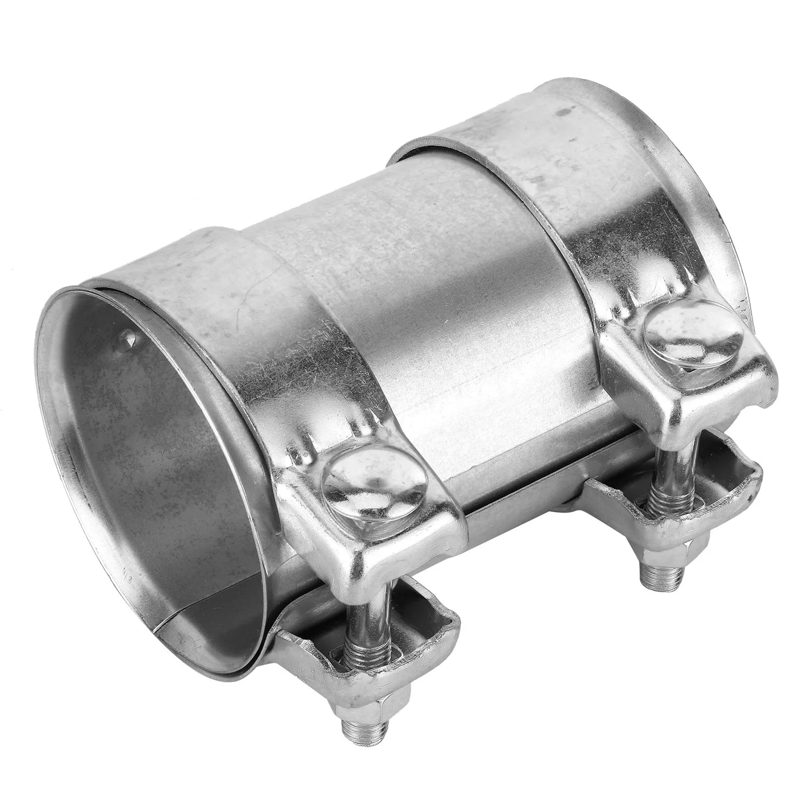 Butt Joint 3in 76mm Exhaust Pipe Connector Double Clamp Joiner Galvanized Steel Sleeve  Tube Repair Parts Lap Joint