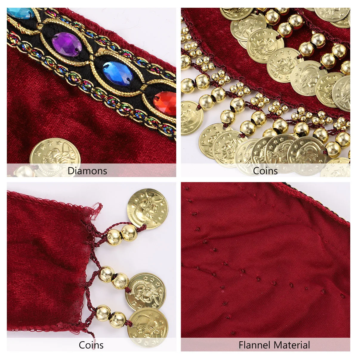 1Pcs Belly Dance Waist Chain Hip Scarf Adjustable Tie Green Durable Lightweight Coins Diamonds Perfect for Practice