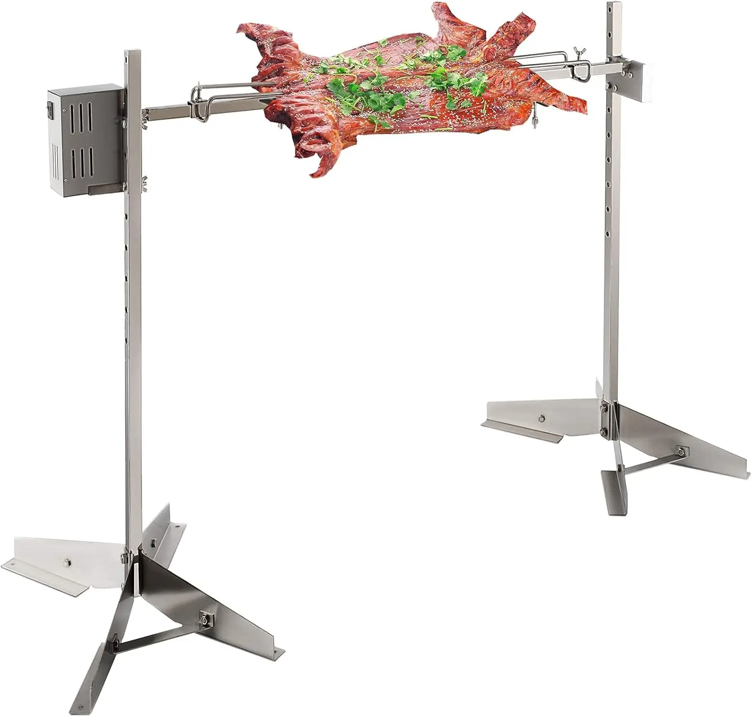 Electric Rotisserie Grill Kit | 125LBS Pig Spit Rotisserie Grill | 45W Rotatable Motor BBQ Rotisserie Kit | Height Adjustable Sp