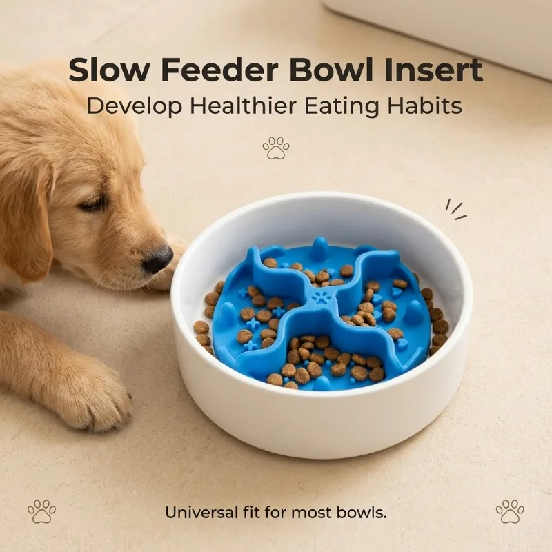 

Safe Non-Toxic Silicone Slow Feeder Mat for Dogs & Cats - Anti-Gulping Healthy Eating Bowl Mat for Pets