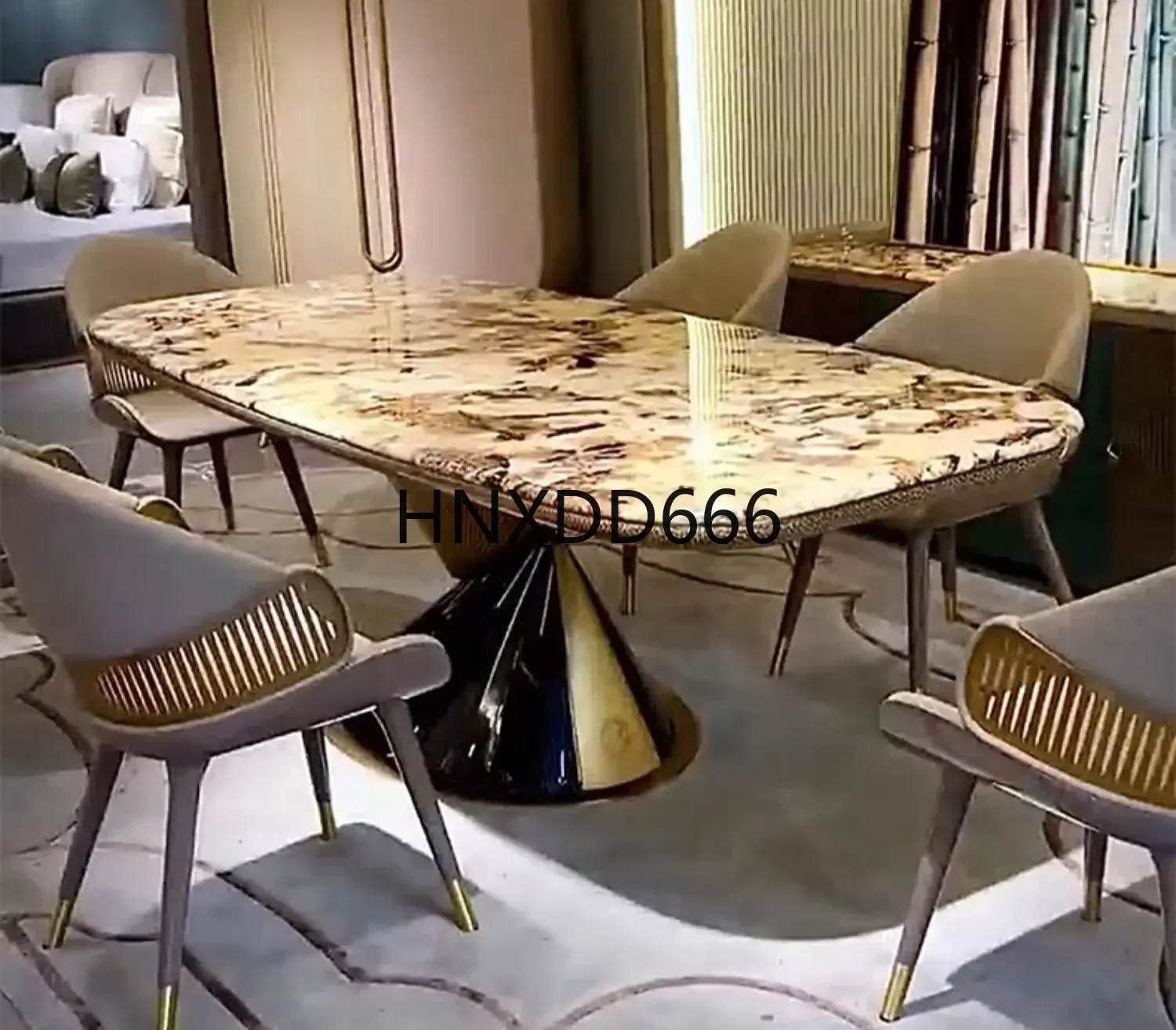 Italian light luxury marble rectangular dining table combination chair luxury restaurant dining table high-end brand furniture