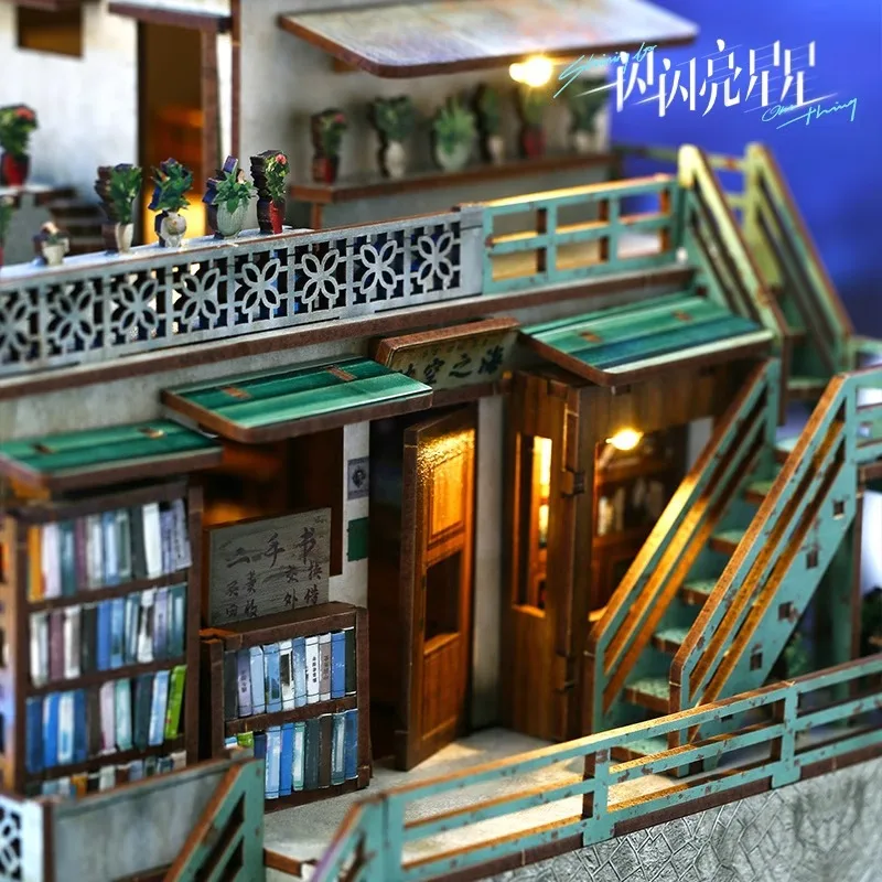 زاوية كتاب مكتبة سماوية من OUZEY، نموذج خشبي ثلاثي الأبعاد مناسب باللمس، موضوع سفر الوقت للمراهقين #5