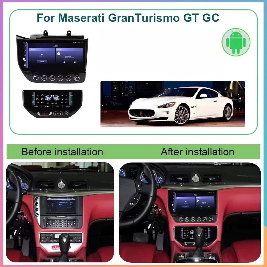 Android14 Car Radio Auto For Maserati GT/GC Granturism 2007-2015 Carbon Fiber Multimedia Player GPS Navi Headunit Screen