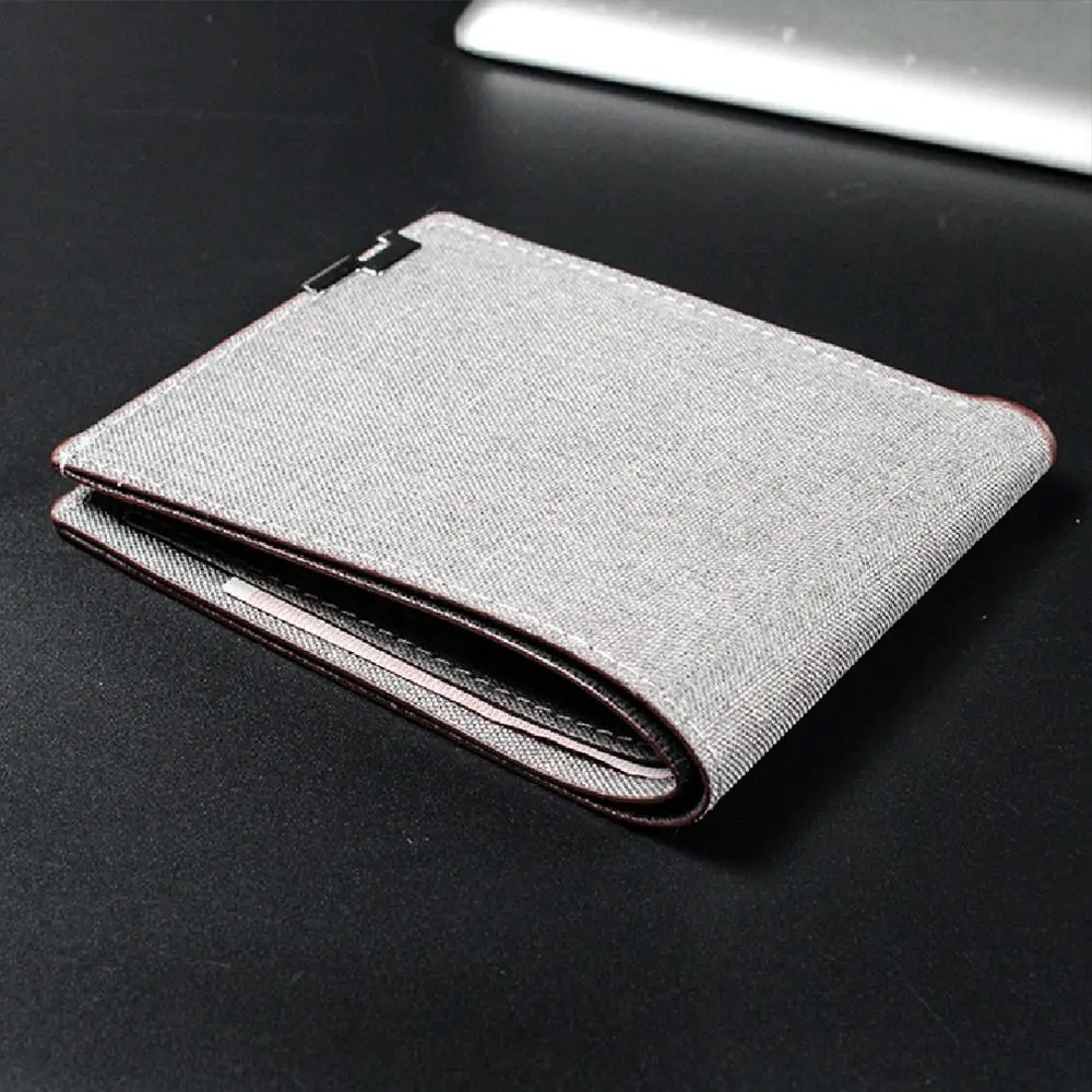 Short Men's Wallet Men Slim Wallet Canvas Multi Card Position Money Purses Card Holder Young Male