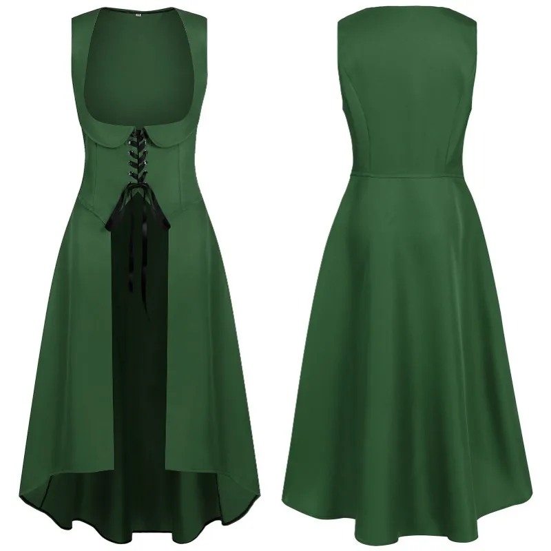 الربيع والخريف المرأة القرون الوسطى الرجعية الملابس النسائية فساتين منتصف طول تأثيري ازياء أزياء مسرحية