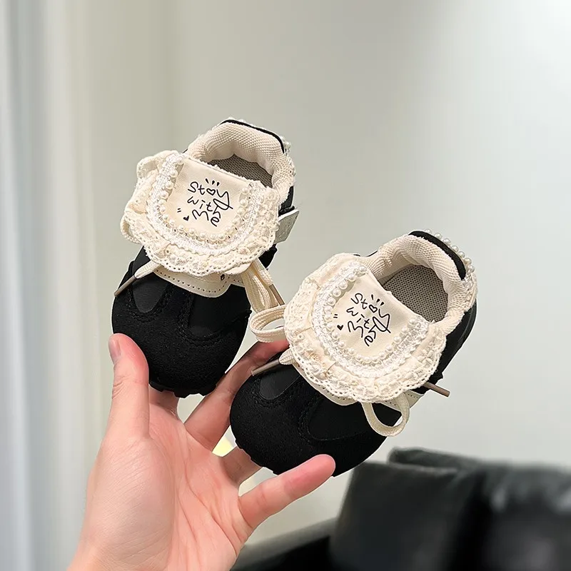 

2025 Children Casual Shoes for Girls Autumn New Fashion Korean Style Soft Bottom Anti-slippery Versatile Baby Walk Lace Sneakers