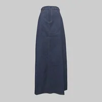 2025 New Fashion Imitation Denim H-Line High Waist Skirts Spring Summer Loose Solid Color Pockets Maxi Skirt For Women - Image 3
