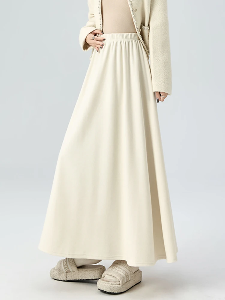 

Юбка миди А-силуэта с высокой талией, женская, свободного кроя, с эластичным поясом, драпированная, для осени и зимы, новинка